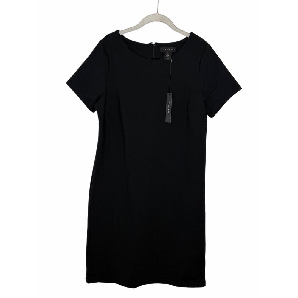 Tahari Women’s Black Short Sleeve Classic Stretch Dress Size 10 NWT
